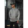 Erkek 3 İplik Penye Kapüşonlu Basic SweatShirt Hoodie - Boyalı Gri
