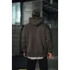 Erkek 3 İplik Pamuklu Kapüşonlu Basic SweatShirt Hoodie - Füme