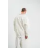 Erkek Uzun Kol Bisiklet Yaka 3 iplik Pamuklu Kışlık SweatShirt  - Beyaz