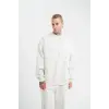 ERKEK 3 İplik Pamuklu Bisiklet Yaka Yıkamalı SweatShirt - Beyaz
