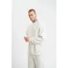 ERKEK 3 İplik Pamuklu Bisiklet Yaka Yıkamalı SweatShirt - Beyaz
