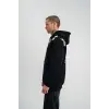Erkek 3 İplik Pamuklu Kapüşonlu Baskılı Cepli Oversize Sweatshirt Hoodie - Siyah