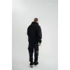 ERKEK 3 iplik Pamuklu Kapüşonlu Yıkamalı Nakışlı Hoodie SweatShirt - Siyah