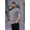 Erkek Waffle Kumaş Açık Yakalı Düğmeli Regular Fit Gömlek 2’li Set Lacivert-Gri