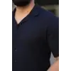 Erkek Waffle Kumaş Yakalı Kısa Kol Düğmeli Gömlek 3’lü Set Siyah-Haki-Lacivert