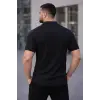 Erkek Waffle Kumaş Kısa Kollu Düğmeli Açık Yaka Regular Fit Gömlek - Siyah