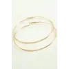 Ezme Çizgili Metal Halka Küpe 8-9-10 cm
