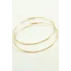Ezme Çizgili Metal Halka Küpe 8-9-10 cm