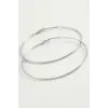 Ezme Çizgili Metal Halka Küpe 8-9-10 cm