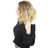 Fiber Sen Kısa Daalı Perçemsiz Peruk / Kumral / Sarı Ombreli