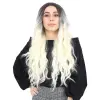 Fiber Sen Uzun Su Daası Peruk / Açık Siyah / Platin Ombreli