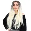 Fiber Sen Uzun Su Daası Peruk / Kahve / Platin Ombreli