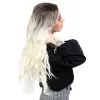 Fiber Sen Uzun Su Daası Peruk / Kahve / Platin Ombreli