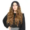 Fiber Sen Uzun Su Daası Peruk / Siyah / Karamel Ombreli