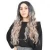 Fiber Sen Uzun Su Daası Peruk / Siyah / Küllü Platin Ombreli