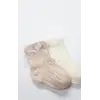 Fiyonklu Penye Soket Çorap 2li 10149 Somon