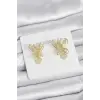 Füsun Küpesi Model Gold Renk Kelebek Model Pirinç Kadın Küpe