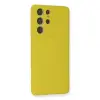 Galaxy S21 Ultra Kılıf Nano İçi Kadife  - Sarı