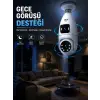 Gece Görüşlü Çift Lens Wi-Fi Ampul Kamera Mobil Takip Destekli