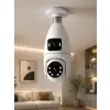 Gece Görüşlü Çift Lens Wi-Fi Ampul Kamera Mobil Takip Destekli