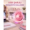 Gece Lambası Özellikli Şarjlı Mini Masaüstü Fan