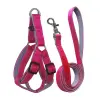 Gezdirme Kayışlı Dokuma Köpek Göğüs Tasma Seti 32*47-110 cm Pembe