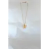 Gold Kaplama Sarı Renk Sedefli Kelebek Kolye 5886