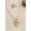 Gold Renk Ataç Zincir Yonca Model Kadın Kolye