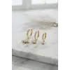 Gold Renk Kutup Yıldız Model 3 lü Küpe Seti