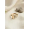 Gold Renk Oval Uçlu Çift Taraflı Açık Kadın Yüzük