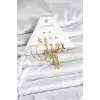 Gold Renk Pirinç Kadın 6 Çift Küpe Seti