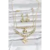 Gold Renk Pirinç Kolye Bileklik ve Küpe Seti