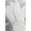 Gold Renk Pirinç Lazerli Yonca Model Zirkon Taşlı Şahmeran