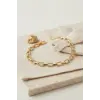 Gold Renk Pirinç Sıralı Kare Model Zirkon Taşlı Bileklik