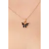 Gold Siyah Renk Kelebek Figür Kadın Kolye 5886