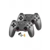 Gri bluetooth bağlantılı kablosuz gamepad 2 adet PC uyumlu garantisiz - Elektronik
