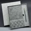 Gri Renk Defter Ve Metal Roller Kalem Seti