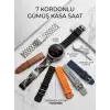 Gümüş Kasa Akıllı Saat - 6 Yedek Kordon Hediyeli