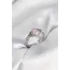 Gümüş Renk Pembe Damla Model Kadın Yüzük