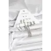 Gümüş Renk Pirinç 6 Çiftli Kadın Küpe Seti