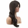 Hafif Daalı Orta Boy Perçemli Fiber Sen Peruk / Koyu Espresso Kahve