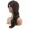 Hafif Daalı Orta Boy Perçemli Fiber Sen Peruk / Koyu Espresso Kahve
