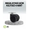 Halı ve Beton Uyumlu Kilitsiz Mobilya Tekerleği 4’lü