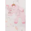 Happy Dancing Desenli 3lü Hırkalı Kız Bebek Takım