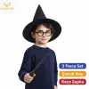 Çocuk Seti (Siyah Keçe Şapka, Asa, Gözlük)