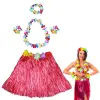 Hawaii Dans Kostümü – Kırmızı Hula Etek & Çiçek Kolye Seti
