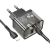 HOCO N34 PD20W USB+Type-C + iPhone Lightning Kablo Hızlı Şarj Adaptör Seti-(5775)