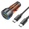 HOCO NZ12A Action PD43W USB + Type-C Araç Çakmaklık Hızlı Şarj Aleti + Type-C to Type-C Kablo-(5775)