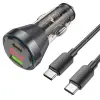 HOCO NZ12B Unimpeded PD48W USB + Type-C Araç Çakmaklı Hızlı Şarj Aleti + Type-C to Type-C Kablo-(5775)