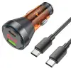 HOCO NZ12B Unimpeded PD48W USB + Type-C Araç Çakmaklı Hızlı Şarj Aleti + Type-C to Type-C Kablo-(5775)
